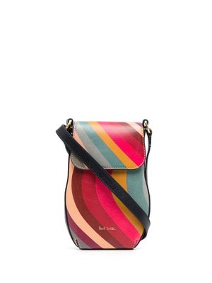 Paul Smith stripe-print leather crossbody bag - Multicolour