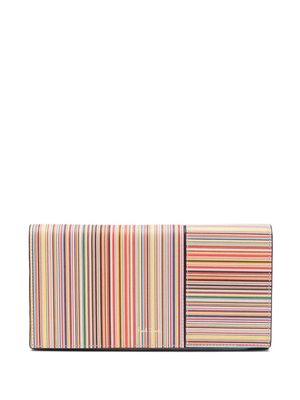Paul Smith stripe-print leather wallet - Black
