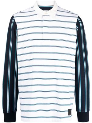Paul Smith stripe-print long-sleeved polo shirt - White