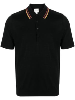 Paul Smith stripe-trim detail polo shirt - Black