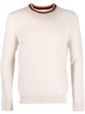Paul Smith stripe-trim long-sleeved sweatshirt - Neutrals