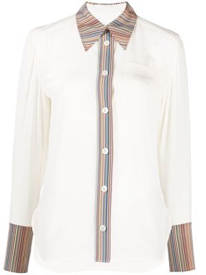 Paul Smith stripe-trim silk shirt - White