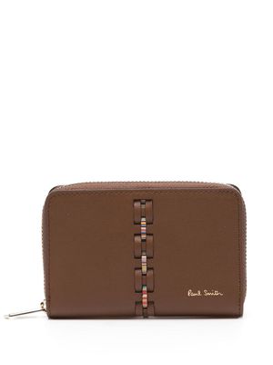 Paul Smith Stripe-woven leather wallet - Brown