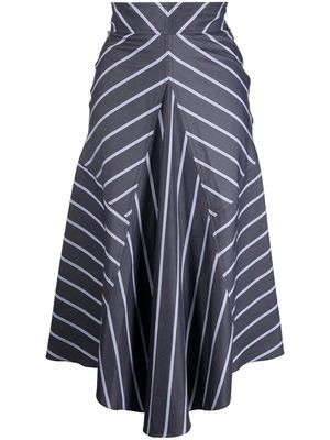 Paul Smith striped asymmetric midi skirt - Black