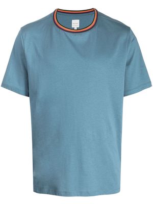 Paul Smith striped-collar cotton T-shirt - Blue