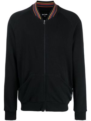 Paul Smith striped-collar logo-patch jacket - Black