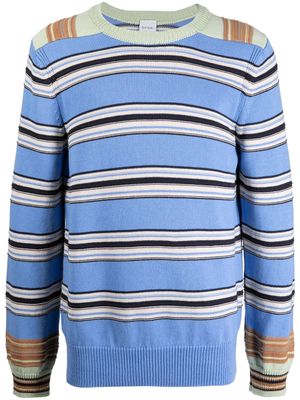 Paul Smith striped long-sleeved organic-cotton sweatshirt - Blue