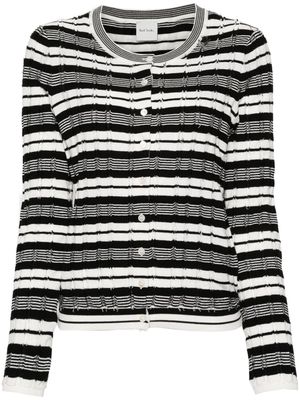 Paul Smith striped organic-cotton cardigan - White