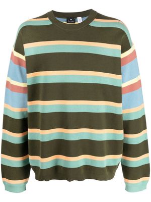 Paul Smith striped organic-cotton jumper - Green