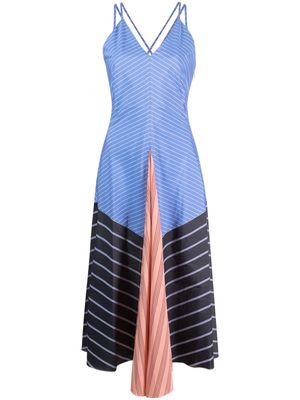 Paul Smith striped panelled midi dress - Blue