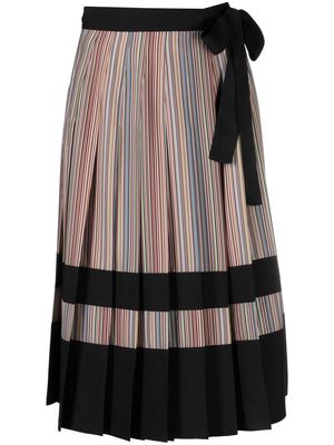 Paul Smith striped tied-waist pleated skirt - Red