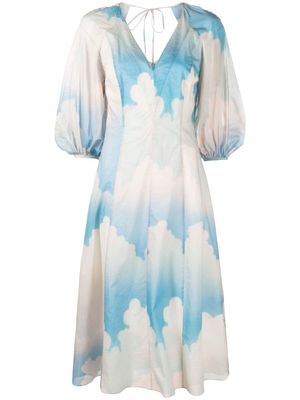 Paul Smith Summer Clouds midi dress - Blue