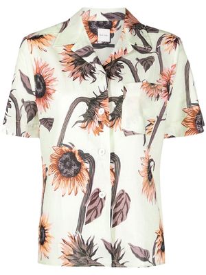 Paul Smith Sunflower-print seersucker-cloth shirt - Yellow