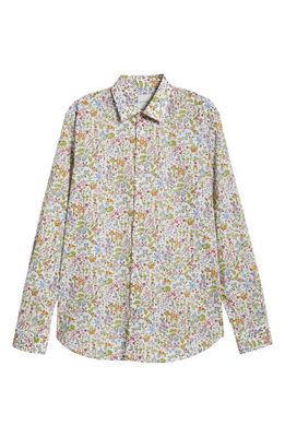 Paul Smith Tailored Fit Floral Cotton Button-Up Shirt in White Multi