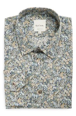 Paul Smith Tailored Fit Floral Cotton Dress Shirt in Green