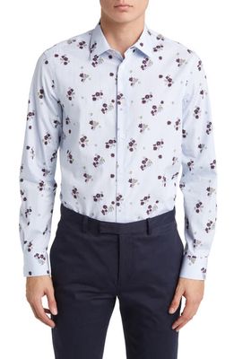 Paul Smith Tailored Fit Floral Stripe Cotton Dress Shirt in Light Blue
