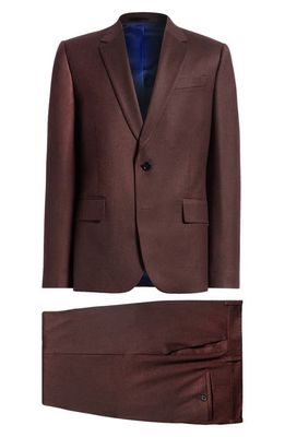 Paul Smith Tailored Fit Two-Button Wool Blend Suit in Burgundy