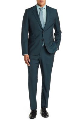 Paul Smith Tailored Fit Wool & Mohair Suit in Greens