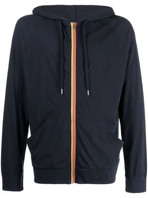 Paul Smith tape-detail zip-up hoodie - Blue