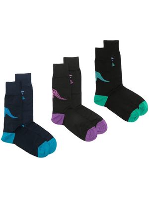 Paul Smith three-packdinossaur socks - Black