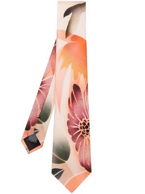 Paul Smith tropical-print silk tie - Orange