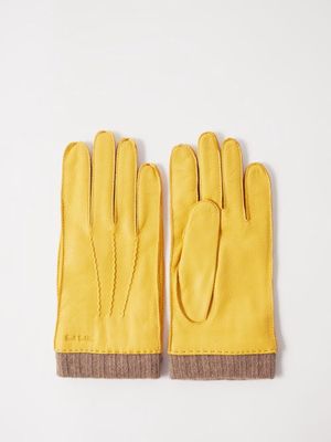 Paul Smith - Wool-lined Leather Gloves - Mens - Yellow