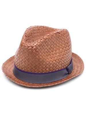 Paul Smith woven-wicker fedora hat - Brown