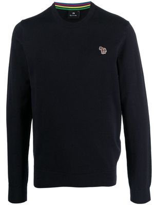 Paul Smith zebra-patch organic-cotton jumper - Blue