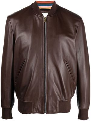 Paul Smith zip-fastening leather bomber jacket - Brown