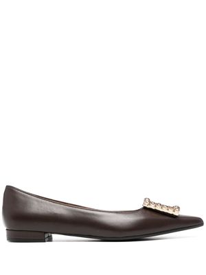 Paul Warmer Carre leather ballerina shoes - Brown