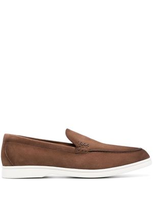 Paul Warmer decorative-stitching suede loafers - Brown