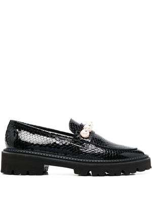 Paul Warmer faux-pearl embellished loafers - Black