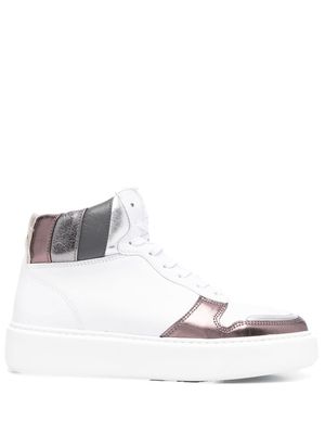 Paul Warmer panelled lace-up hight-top sneakers - White