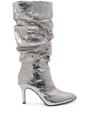 Paul Warmer ruched metallic leather boots - Silver