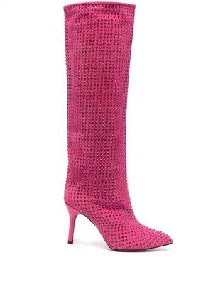 Paul Warmer Toral crystal 100mm knee boots - Pink