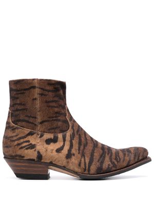Paul Warmer zebra-print leather boots - Brown