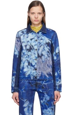 Paula Canovas Del Vas Blue Printed Denim Jacket