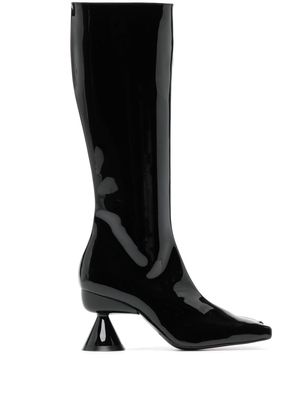 Paula Canovas del Vas Diablo 80mm patent-finish leather boots - Black