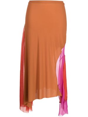 Paula Canovas del Vas draped asymmetric midi skirt - Brown