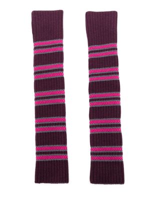 Paula Canovas del Vas fingerless striped wool gloves - Purple