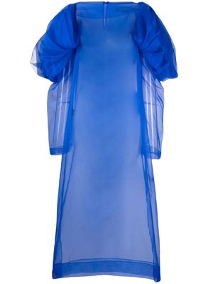 Paula Canovas del Vas sheer puff-sleeve silk dress - Blue