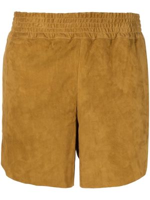 PAULA elasticated leather shorts - Neutrals