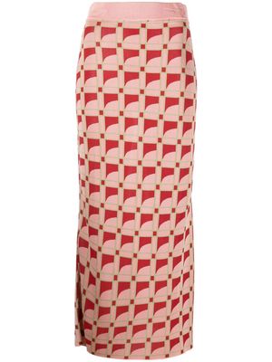 PAULA long jacquard pencil skirt - Pink