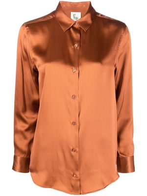 PAULA long-sleeve silk shirt - Brown