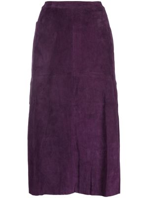 PAULA panelled suede midi skirt - Purple