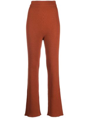 PAULA ribbed-knit flared trousers - Orange