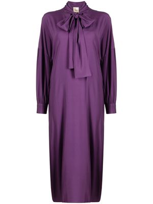 PAULA scarf-detail midi dress - Purple