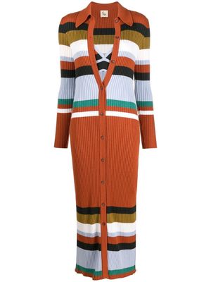 PAULA striped ribbed-knit dress - Orange
