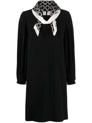 Paule Ka attached-scarf crepe midi dress - Black