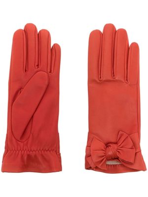 Paule Ka bow-detail leather gloves - Red